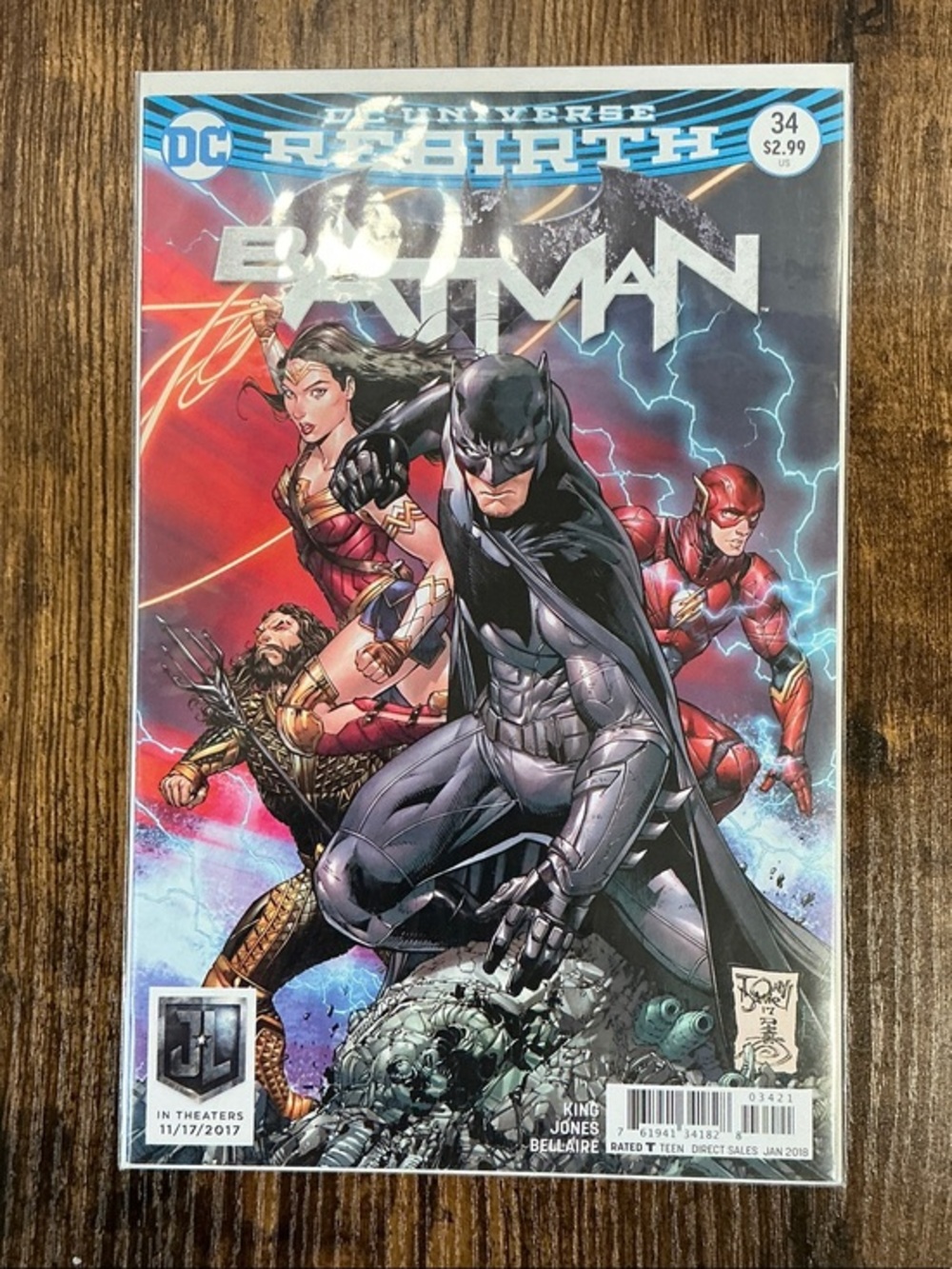 DC Batman Comic Cover with Black, Red & Blue Accents